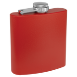 Red with Silver Engraving 3 Oz Powder Coated Flask - Laser Engraved Drinkware