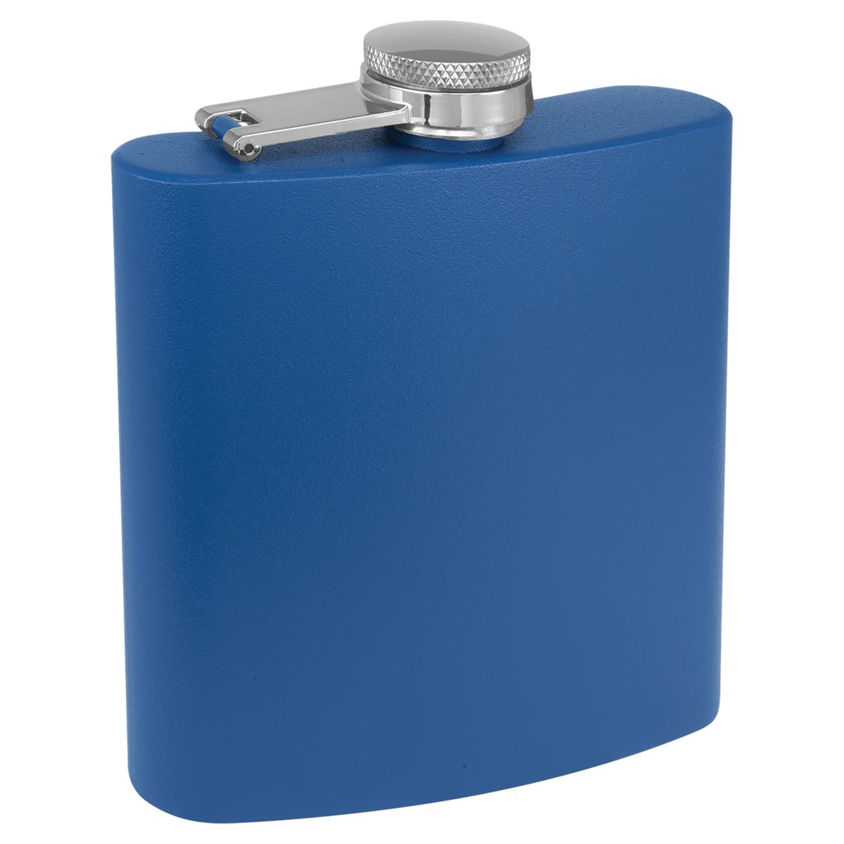 Blue with Silver Engraving 3 Oz Powder Coated Flask - Laser Engraved Drinkware