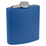 Blue with Silver Engraving 3 Oz Powder Coated Flask - Laser Engraved Drinkware