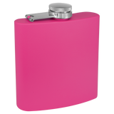 Pink with Silver Engraving 3 Oz Powder Coated Flask - Laser Engraved Drinkware