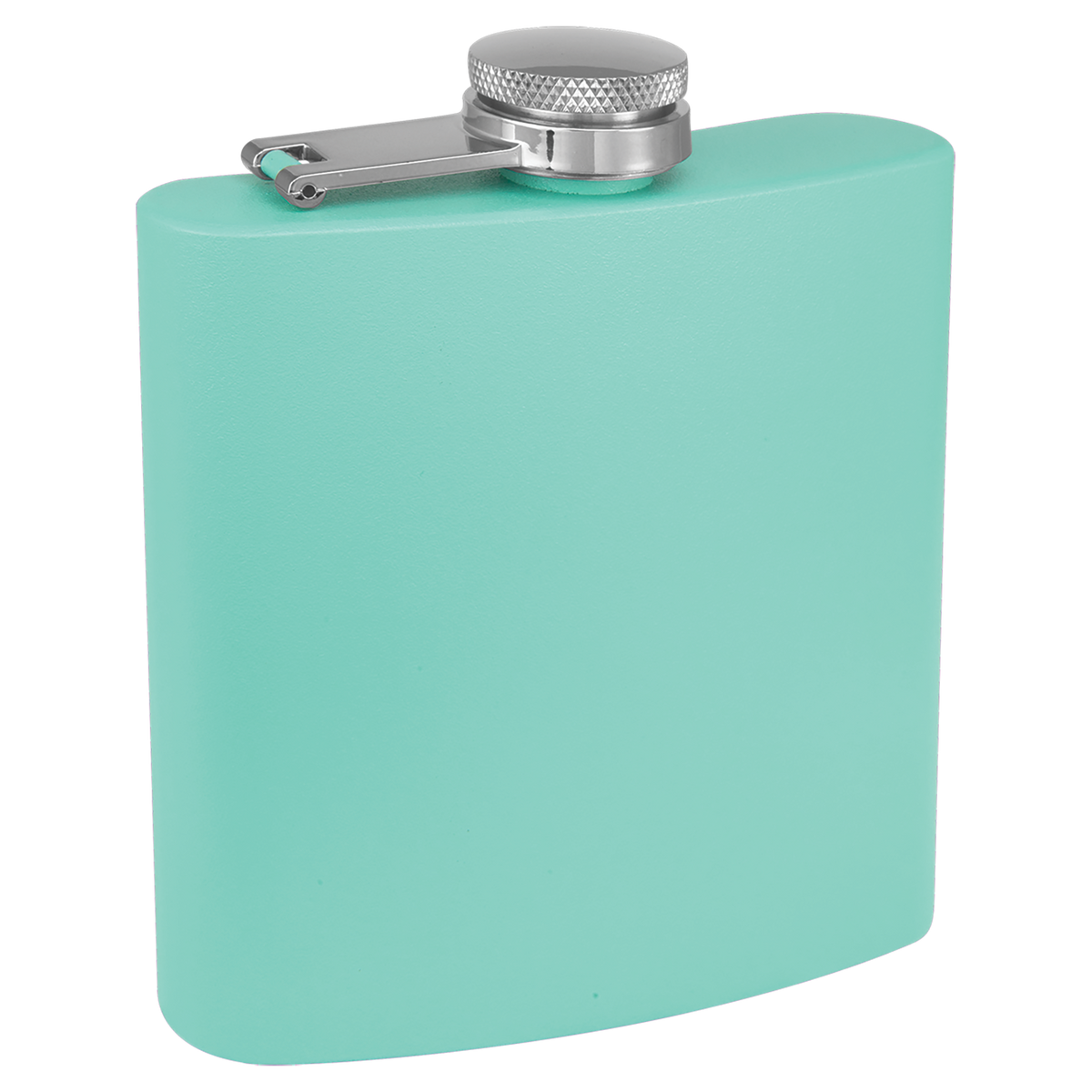 Teal with Silver Engraving 3 Oz Powder Coated Flask - Laser Engraved Drinkware