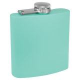 Teal with Silver Engraving 3 Oz Powder Coated Flask - Laser Engraved Drinkware