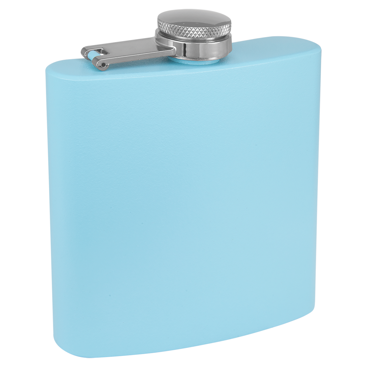 Light Blue with Silver Engraving 3 Oz Powder Coated Flask - Laser Engraved Drinkware