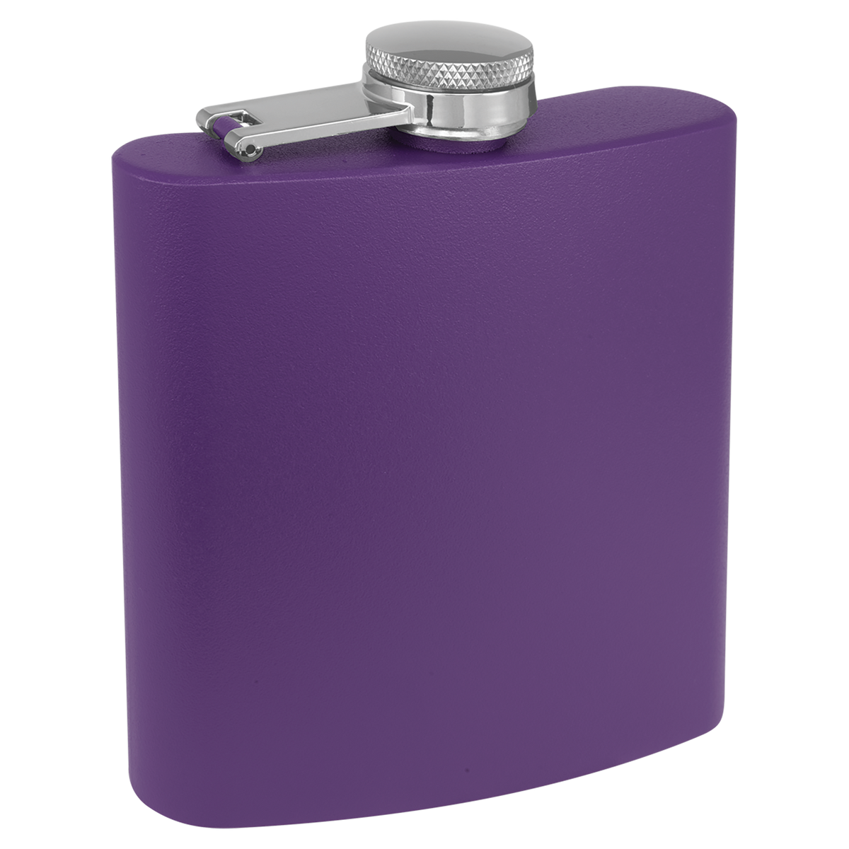 Purple with Silver Engraving 3 Oz Powder Coated Flask - Laser Engraved Drinkware