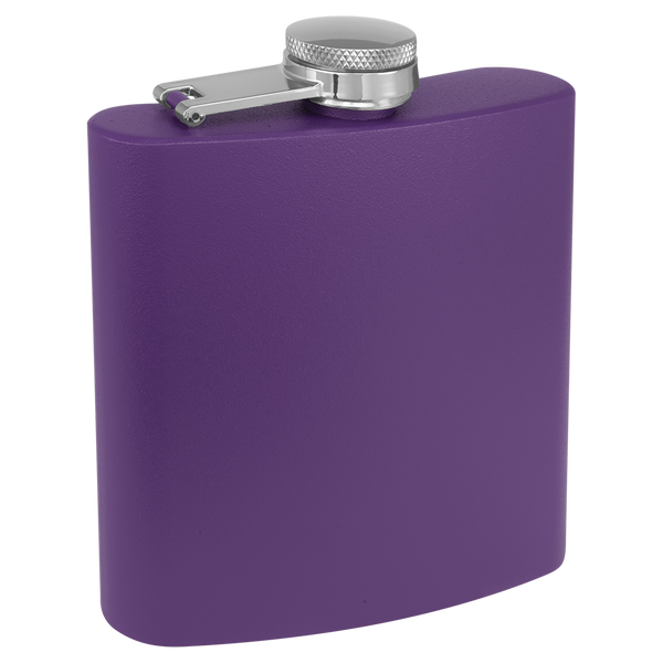 Purple with Silver Engraving 3 Oz Powder Coated Flask - Laser Engraved Drinkware