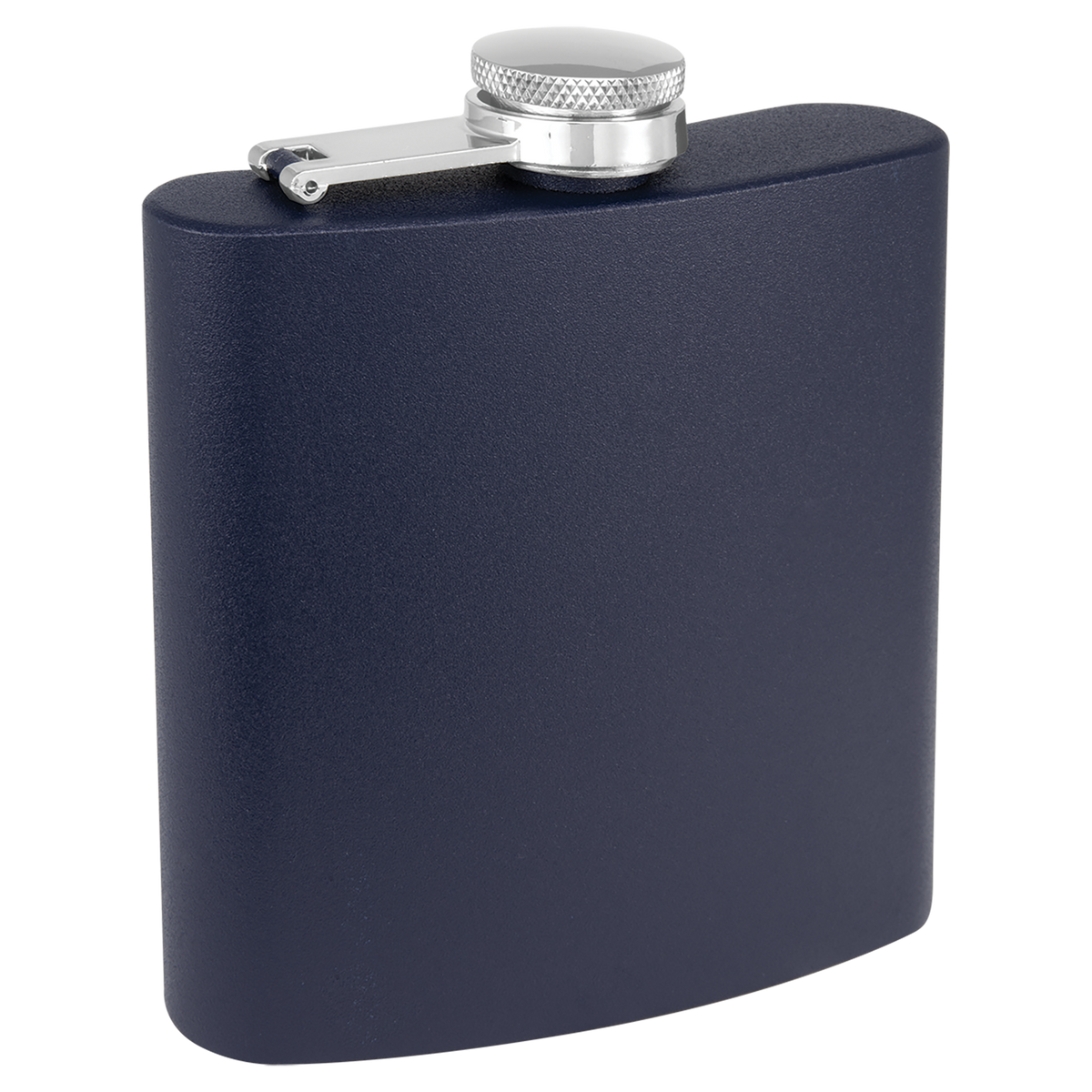 Navy Blue with Silver Engraving 3 Oz Powder Coated Flask - Laser Engraved Drinkware