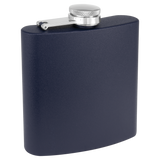 Navy Blue with Silver Engraving 3 Oz Powder Coated Flask - Laser Engraved Drinkware