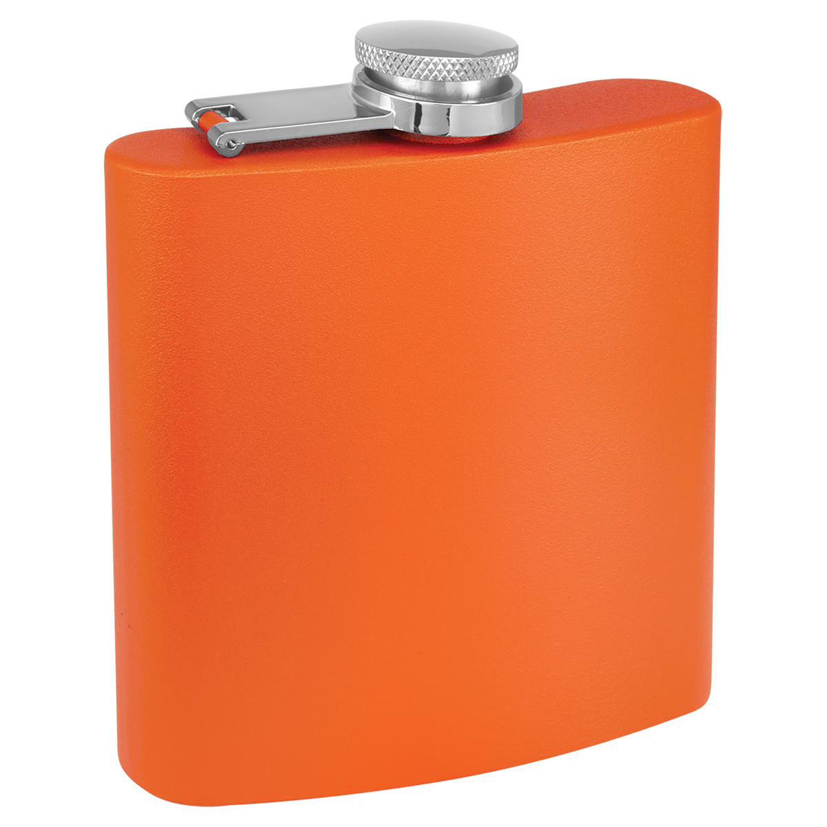 Orange with Silver Engraving 3 Oz Powder Coated Flask - Laser Engraved Drinkware