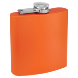 Orange with Silver Engraving 3 Oz Powder Coated Flask - Laser Engraved Drinkware