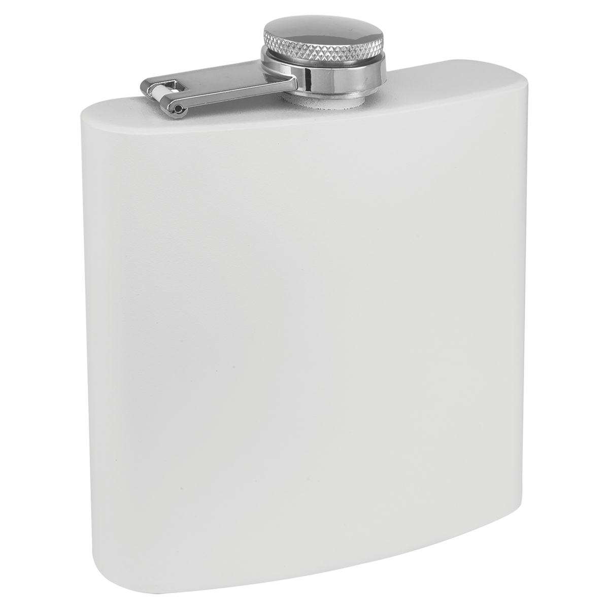 White with Silver Engraving 3 Oz Powder Coated Flask - Laser Engraved Drinkware