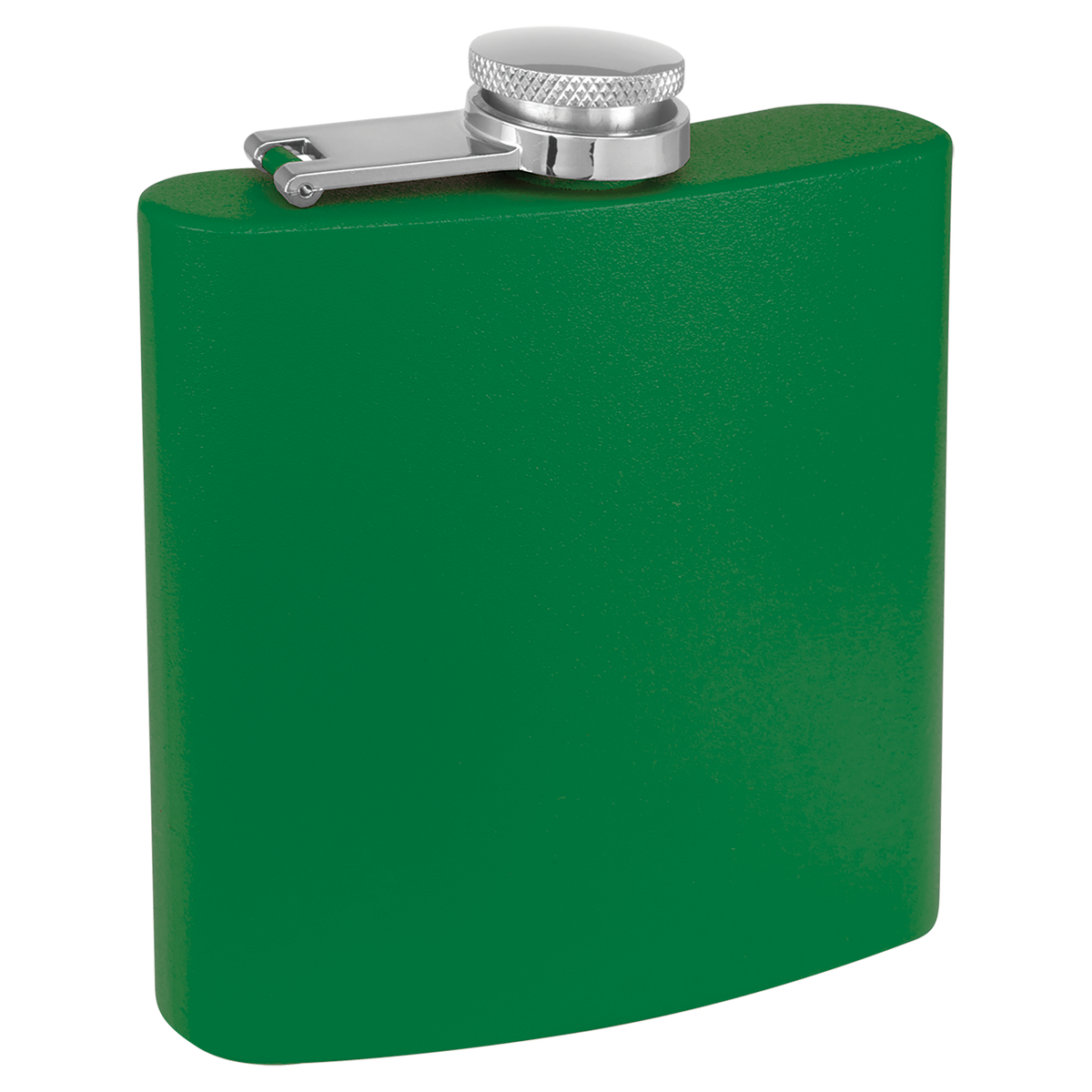 Green with Silver Engraving 3 Oz Powder Coated Flask - Laser Engraved Drinkware
