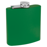 Green with Silver Engraving 3 Oz Powder Coated Flask - Laser Engraved Drinkware