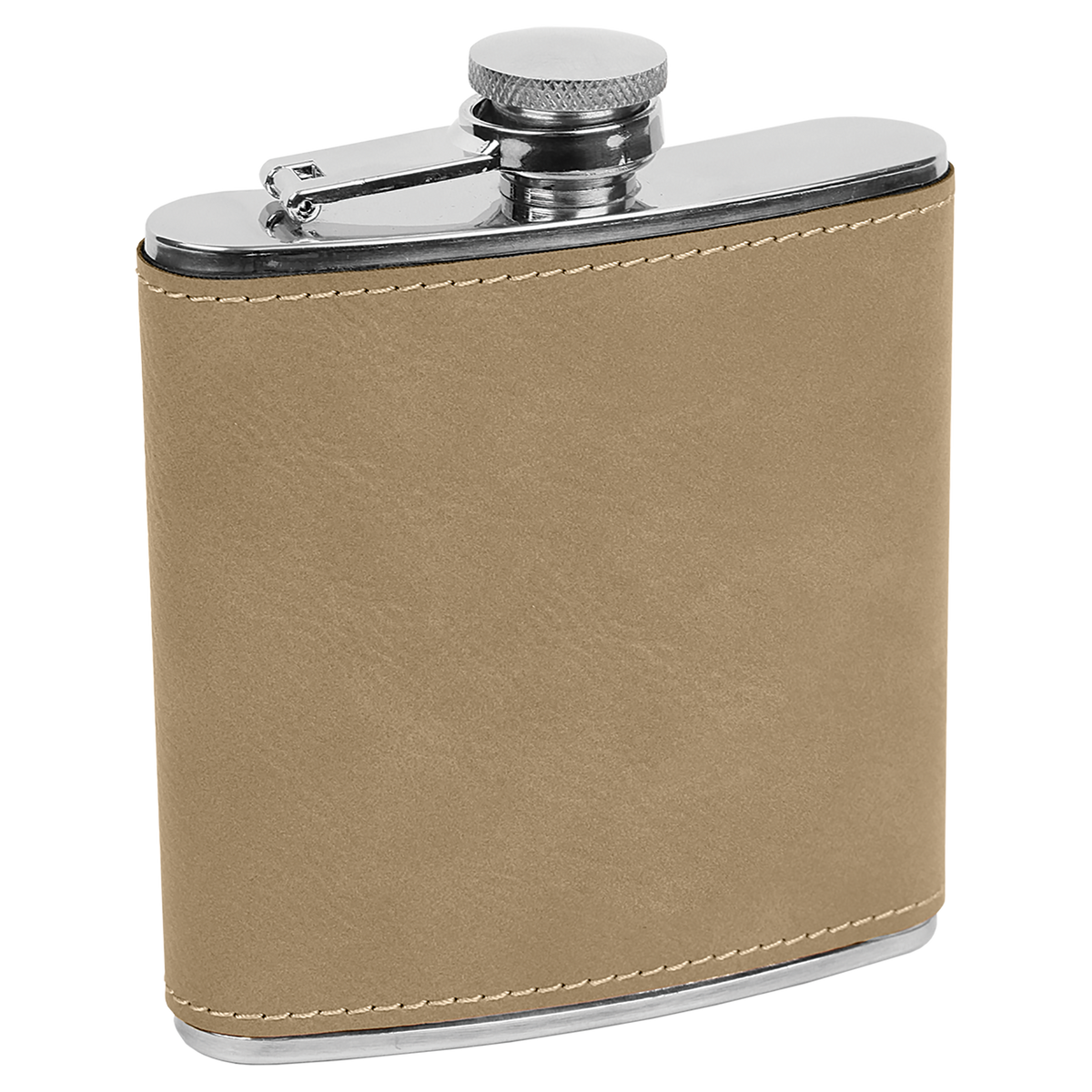 Light Brown with Black Engraving 6 Oz Flask - Laser Engraved Drinkware