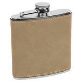 Light Brown with Black Engraving 6 Oz Flask - Laser Engraved Drinkware