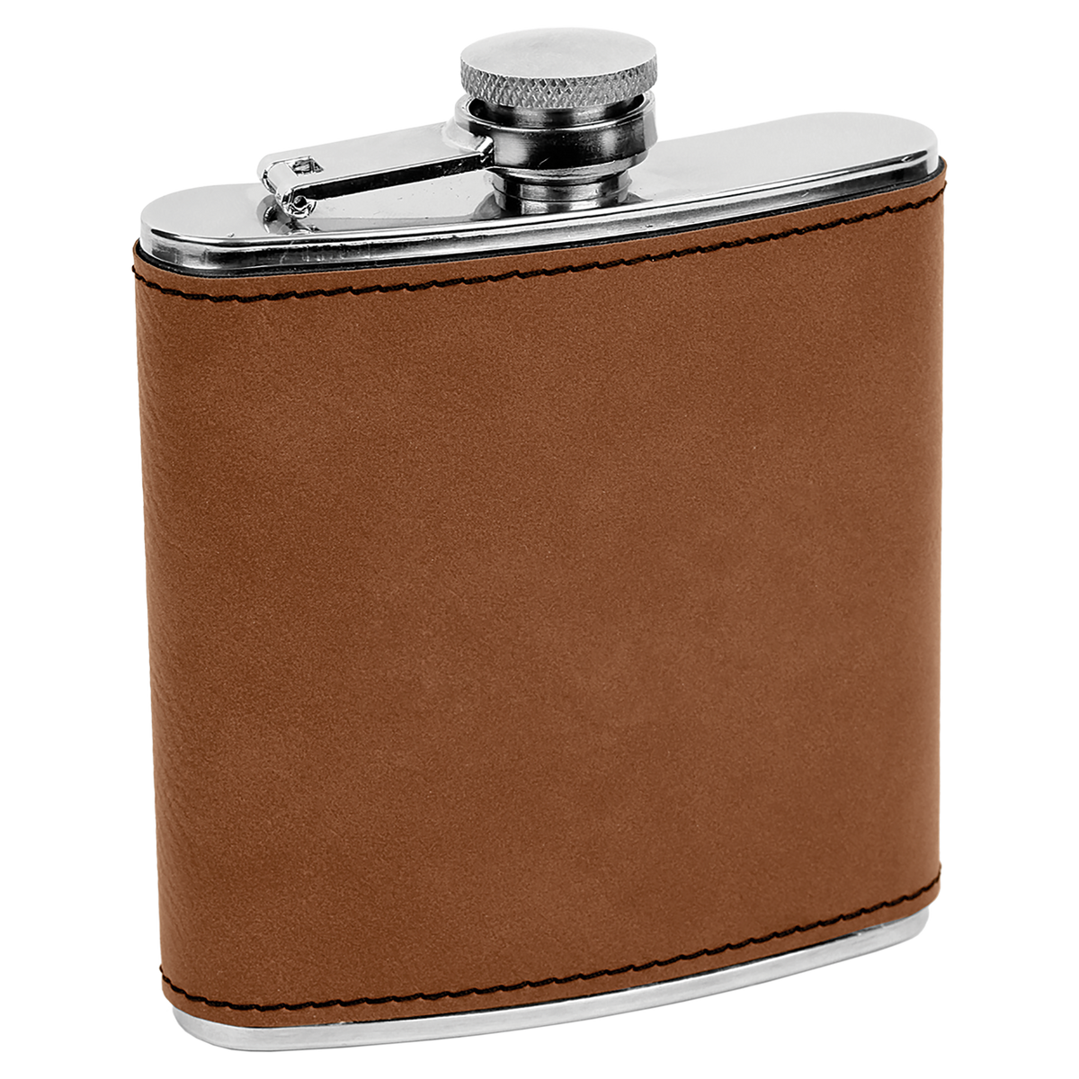 Dark Brown with Black Engraving 6 Oz Flask - Laser Engraved Drinkware