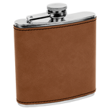 Dark Brown with Black Engraving 6 Oz Flask - Laser Engraved Drinkware
