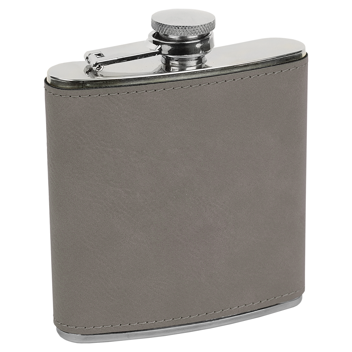 Grey with Black Engraving 6 Oz Flask - Laser Engraved Drinkware