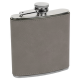 Grey with Black Engraving 6 Oz Flask - Laser Engraved Drinkware