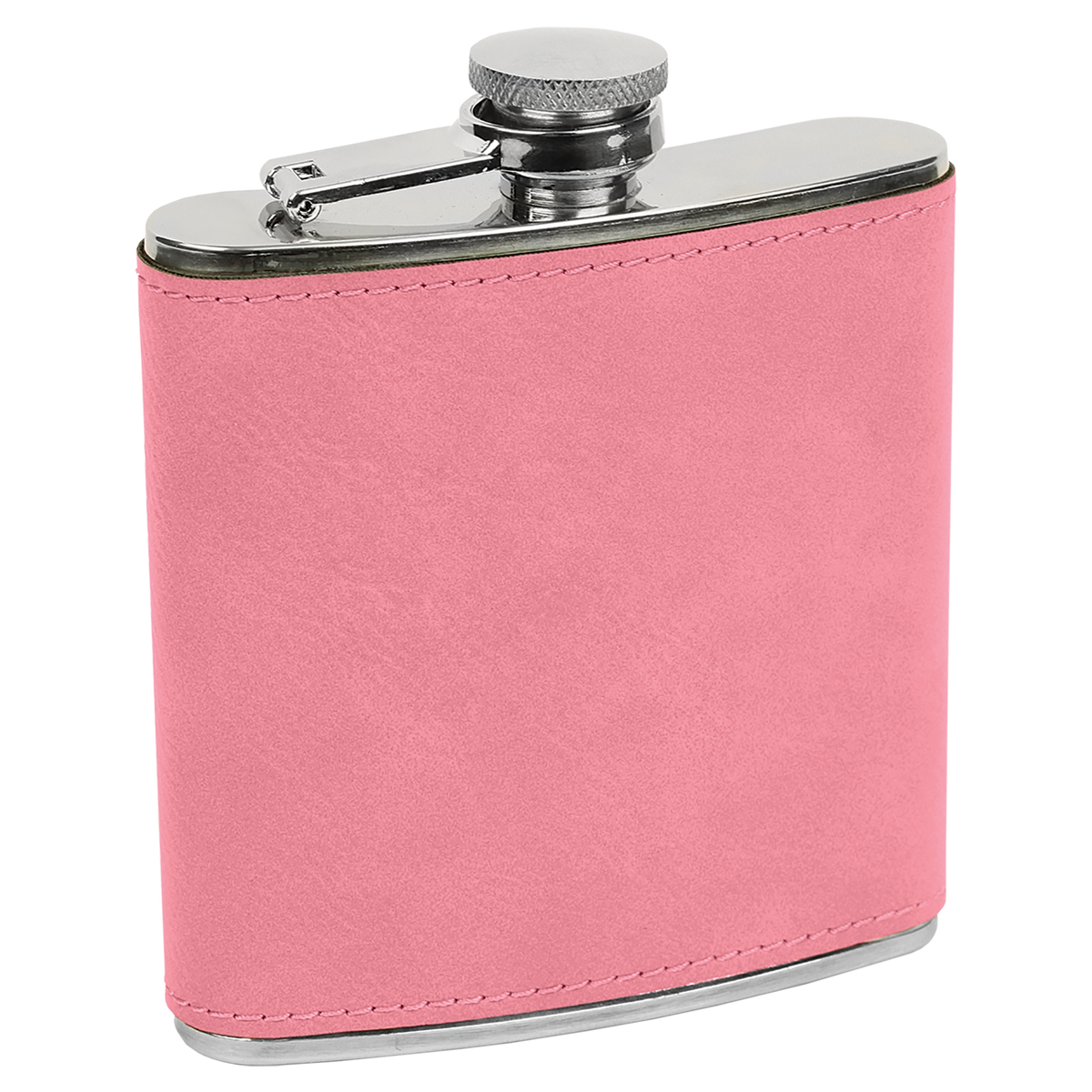 Pink with Black Engraving 6 Oz Flask - Laser Engraved Drinkware