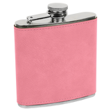 Pink with Black Engraving 6 Oz Flask - Laser Engraved Drinkware