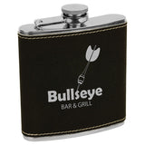 Black with Silver Engraving 6 Oz Flask - Laser Engraved Drinkware