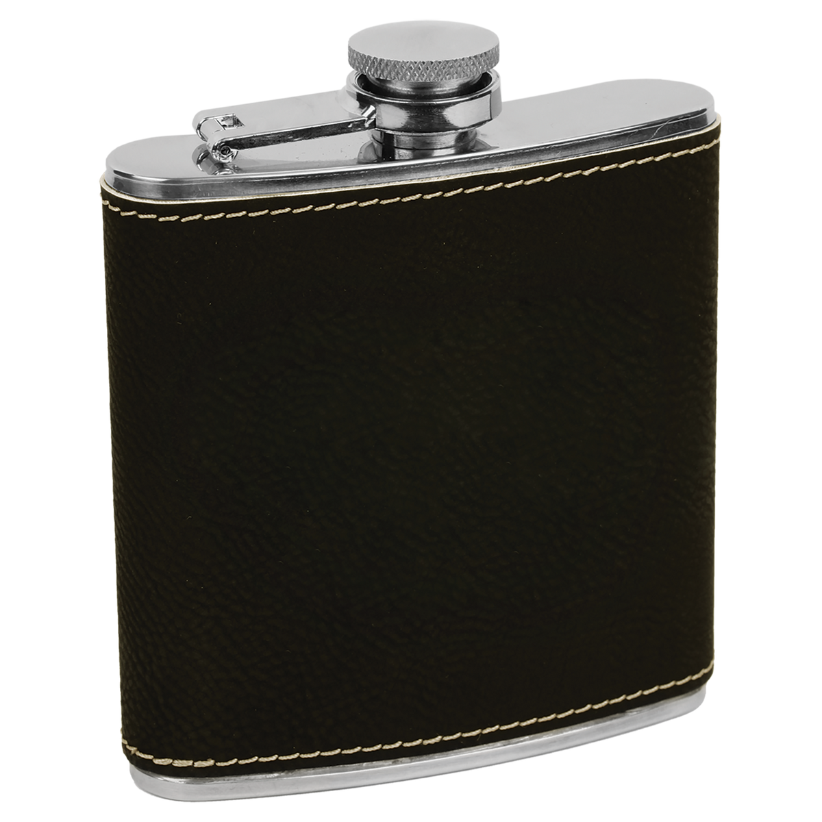 Black with Silver Engraving 6 Oz Flask - Laser Engraved Drinkware