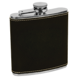 Black with Silver Engraving 6 Oz Flask - Laser Engraved Drinkware