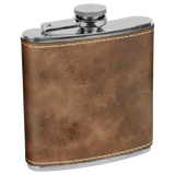 Rustic with Gold Engraving 6 Oz Flask - Laser Engraved Drinkware