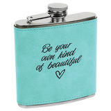 Teal with Black Engraving 6 Oz Flask - Laser Engraved Drinkware