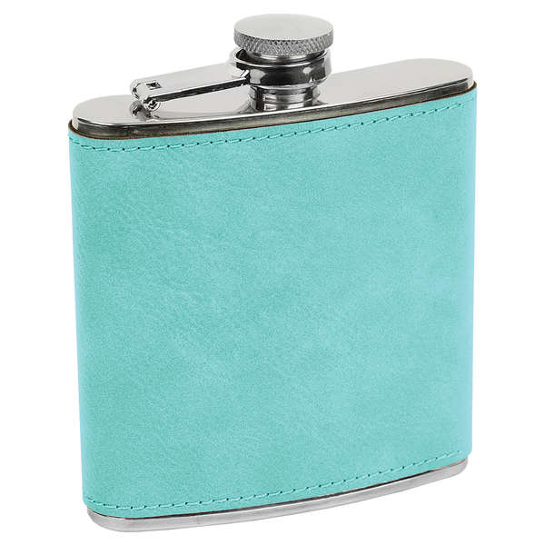 Teal with Black Engraving 6 Oz Flask - Laser Engraved Drinkware