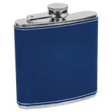 Blue with Silver Engraving 6 Oz Flask - Laser Engraved Drinkware