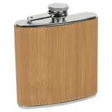 Bamboo with Black Engraving 6 Oz Flask - Laser Engraved Drinkware