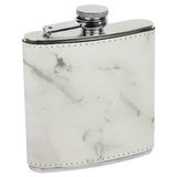 White Marble with Black Engraving 6 Oz Flask - Laser Engraved Drinkware