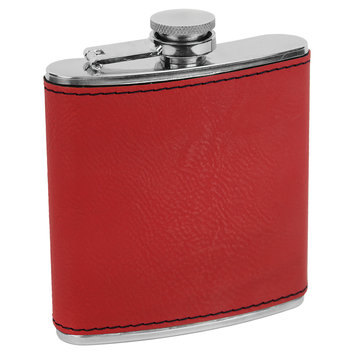 Red with Black Engraving 6 Oz Flask - Laser Engraved Drinkware