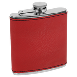Red with Black Engraving 6 Oz Flask - Laser Engraved Drinkware