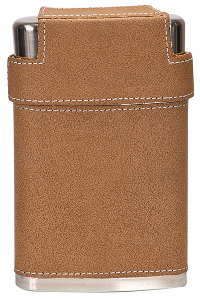 7 Oz Leather Wrapped Flask Kit Lid & 3 Shot Glasses - Laser Engraved Drinkware