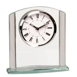 Arch Glass Clock with Second Hand Timing and Alarm - Laser Engraved Premium Glass Award
