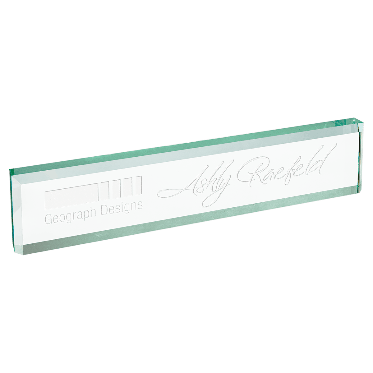Jade 10" Glass Desk Wedge - Laser Engraved Drinkware