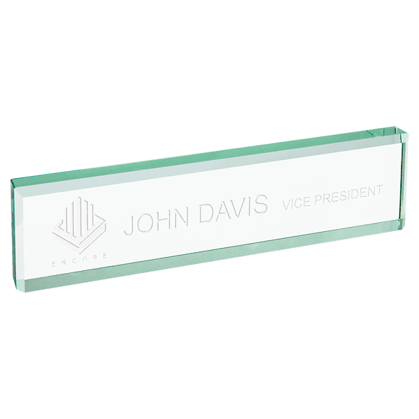 Jade Glass 8" Desk Wedge - Laser Engraved Drinkware