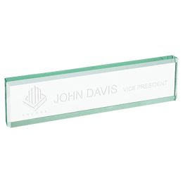 Jade Glass 8" Desk Wedge - Laser Engraved Drinkware