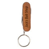 Wooden 3-Function Pocket Knife with Keychain - Laser Engraved Gift