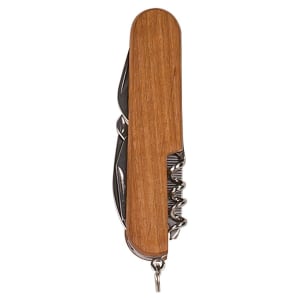 Brown (Wood) Wooden 8-Function Multi-Tool Pocket Knife - Laser Engraved Gift