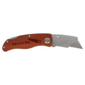 Wood Handle Utility Knife - Laser Engraved Gift
