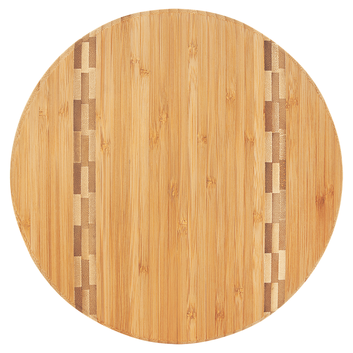 Round Cutting Board with Butcher Block Inlay - Laser Engraved Kitchen