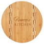 Round Cutting Board with Butcher Block Inlay - Laser Engraved Kitchen