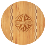 Round Cutting Board with Butcher Block Inlay - Laser Engraved Kitchen