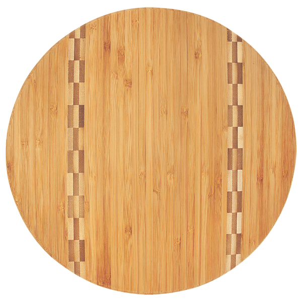 Round Cutting Board with Butcher Block Inlay - Laser Engraved Kitchen