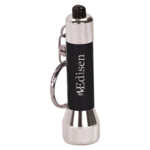 Black with Silver Engraving 5-LED Laserable Flashlight with Keychain - Laser Engraved Gift