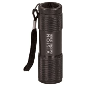 Black 9-LED Laserable Flashlight with Strap - Laser Engraved Gift