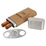 Laserable Leatherette Cigar Case with Cutter - Laser Engraved Leatherette
